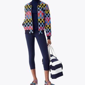 TORY BURCH Multicolored Bomber Checkered Jacket SMALL